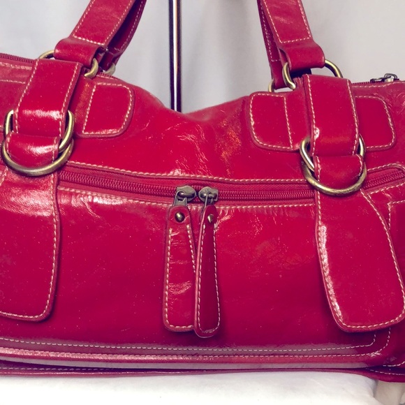 BO BO BAGS red patent genuine leather handbag. - Picture 3 of 16